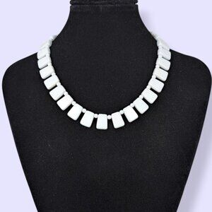 V. Milk Glass Chicklet Necklace